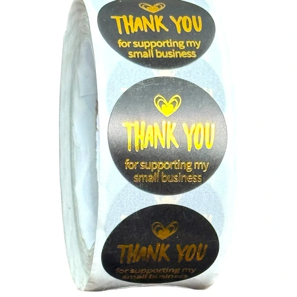 thank you for supporting my small business sticker | 1 in round pack gold